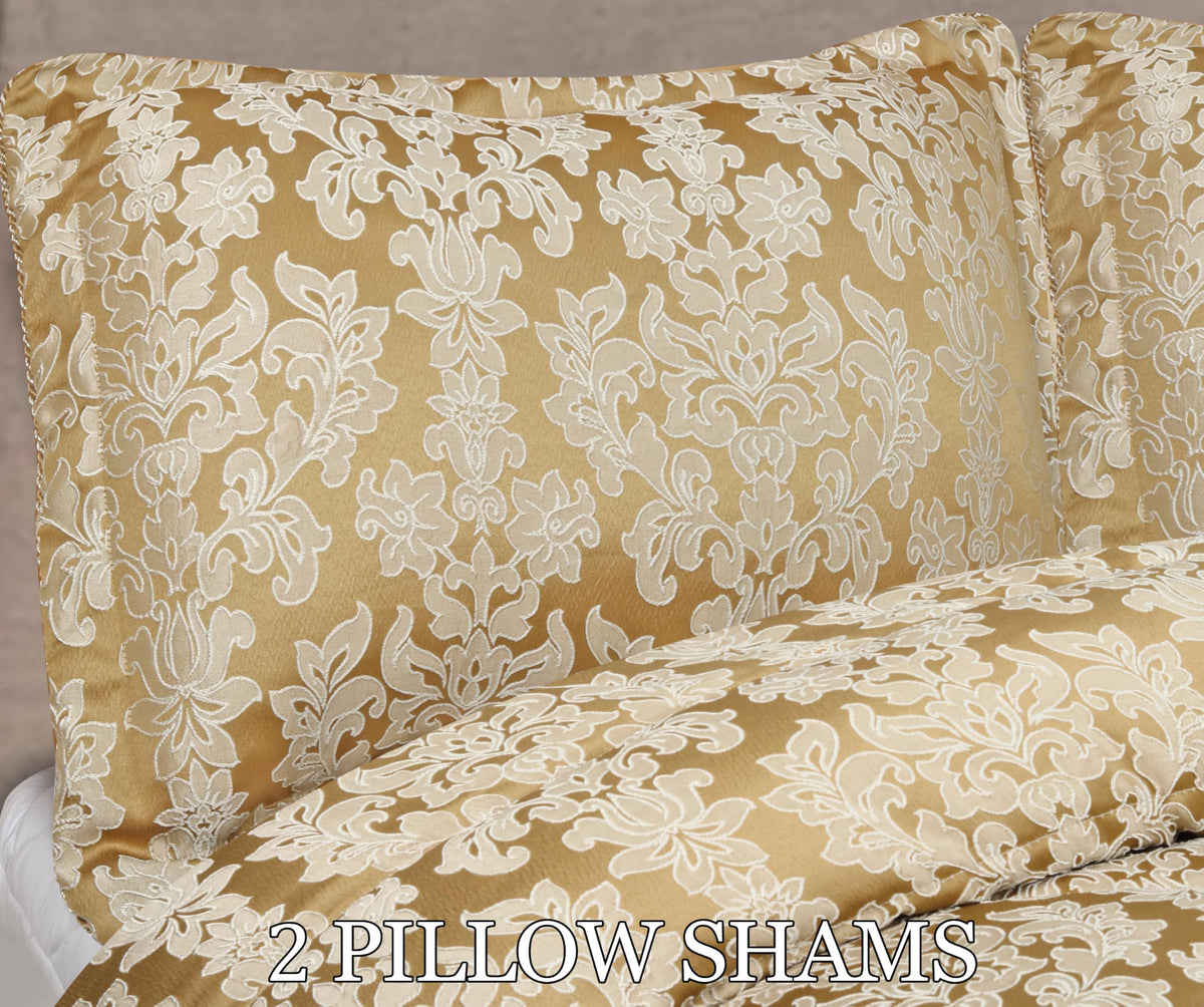 Living Luxury Jacquard Floral Comforter Set – 3pc