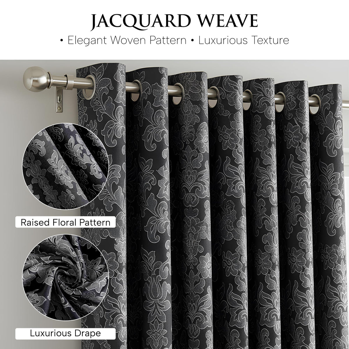 Luxury Jacquard Curtains – Fully Lined Pair