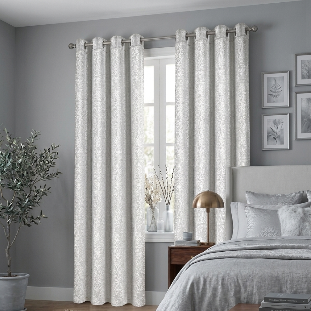Embossed Woven Thermal Curtains – Room Darkening Eyelet with Tie Backs