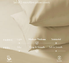 Brushed Microfibre Pillowcases Beige – Set of 2