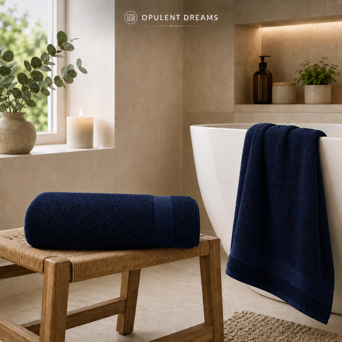 Living Luxury Egyptian Cotton Towel Set – Navy