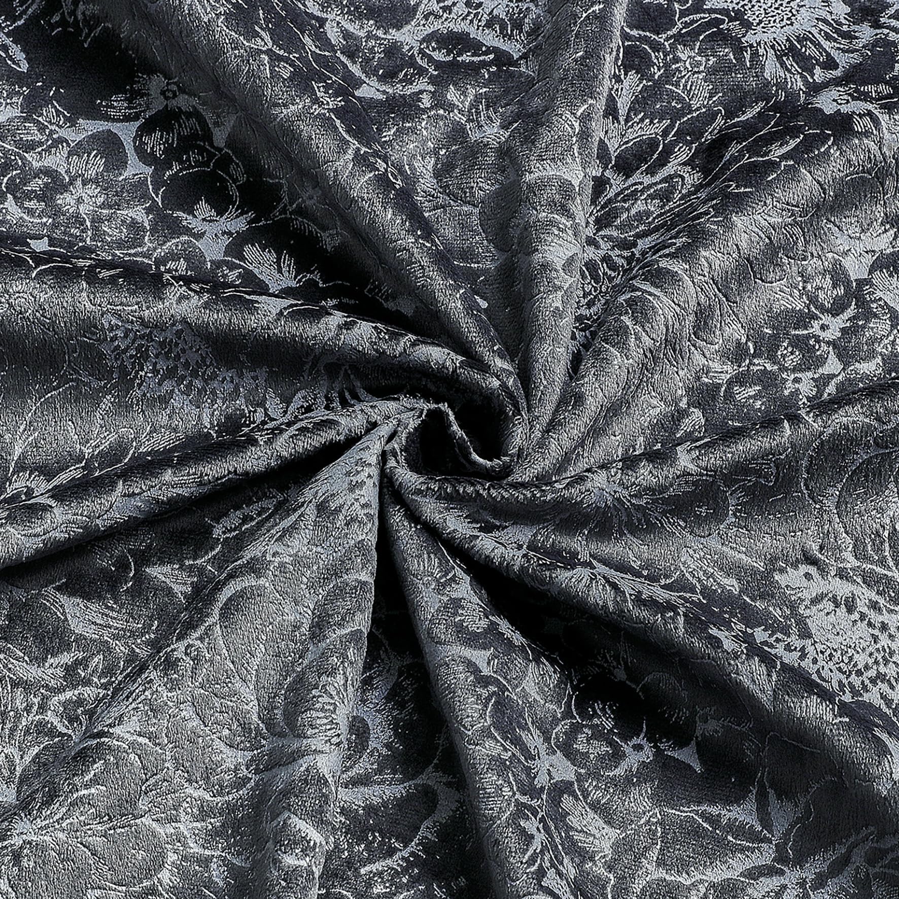 Luxury Floral Jacquard Velvet Curtains – Pair