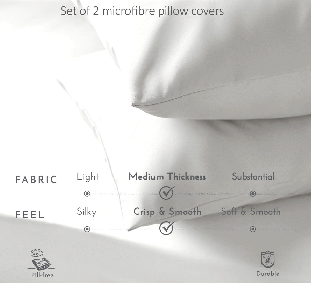Premium Brushed Microfibre Pillowcases – Set of 2