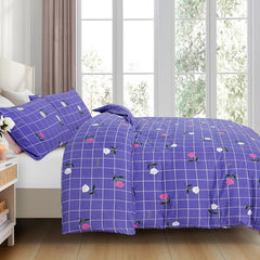 Opulent Living Duvet Cover Set With Fitted Sheet & Pillowcases,4 Piece Microfiber Soft Breathable Bedding Set, Machine Washable, Wrinkle Resistant, Single Double, King - Purple