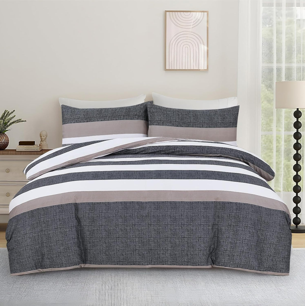 Living Premium Grey 4-Piece Microfiber Duvet Set