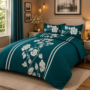 Living Floral Duvet Cover Sets - Fitted Sheet and Pillowcase Set