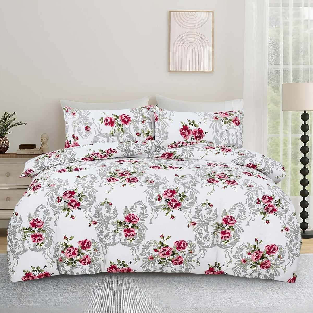 Living Premium Multicolor 4-Piece Microfiber Duvet Set