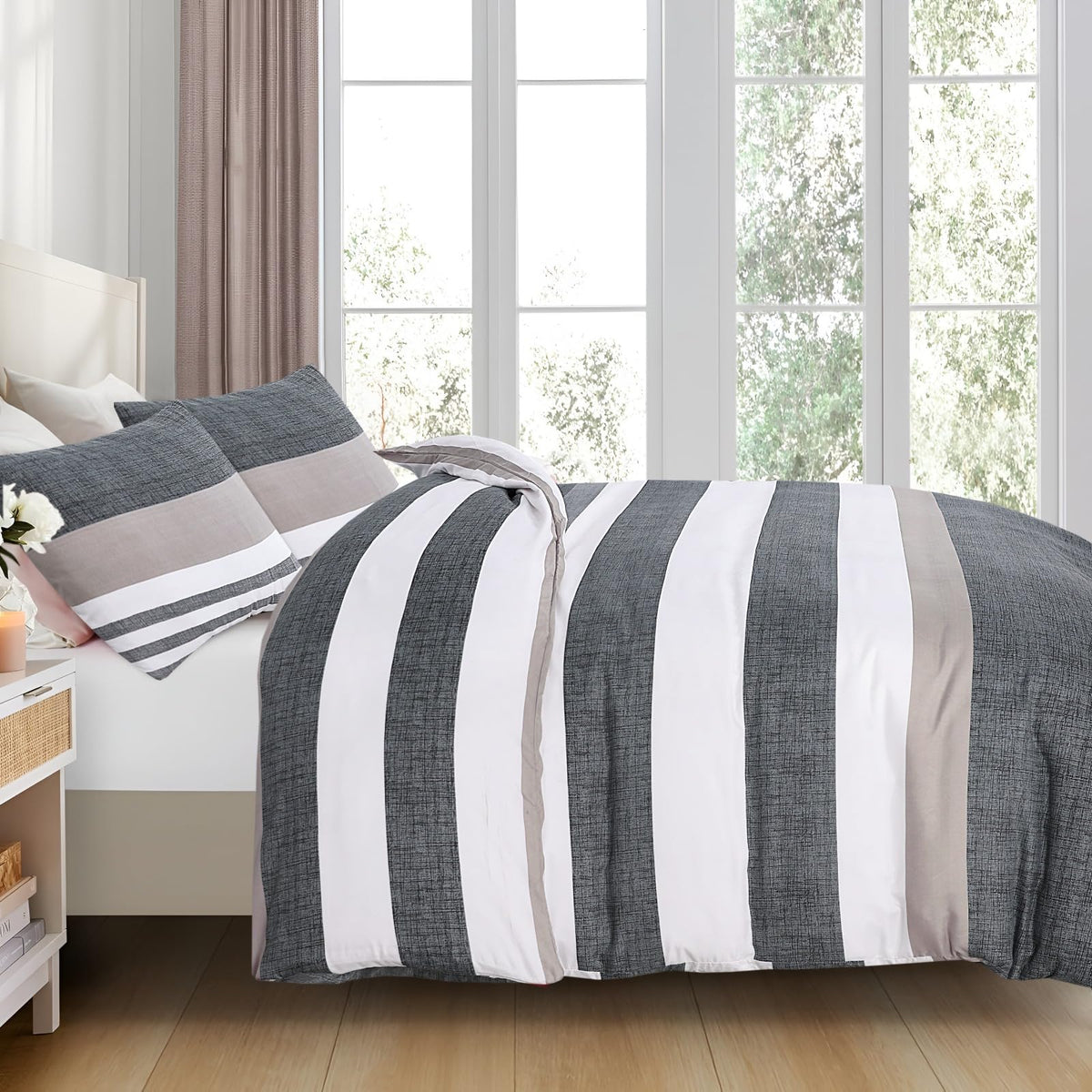 Living Premium Grey 4-Piece Microfiber Duvet Set