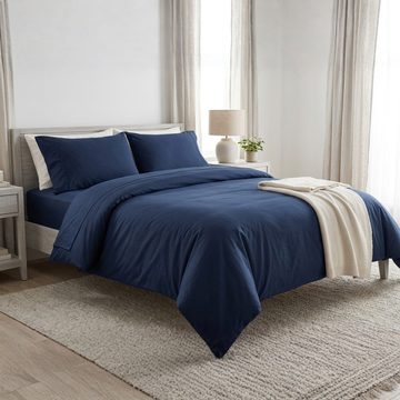 Living Premium Navy Microfibre Duvet Set