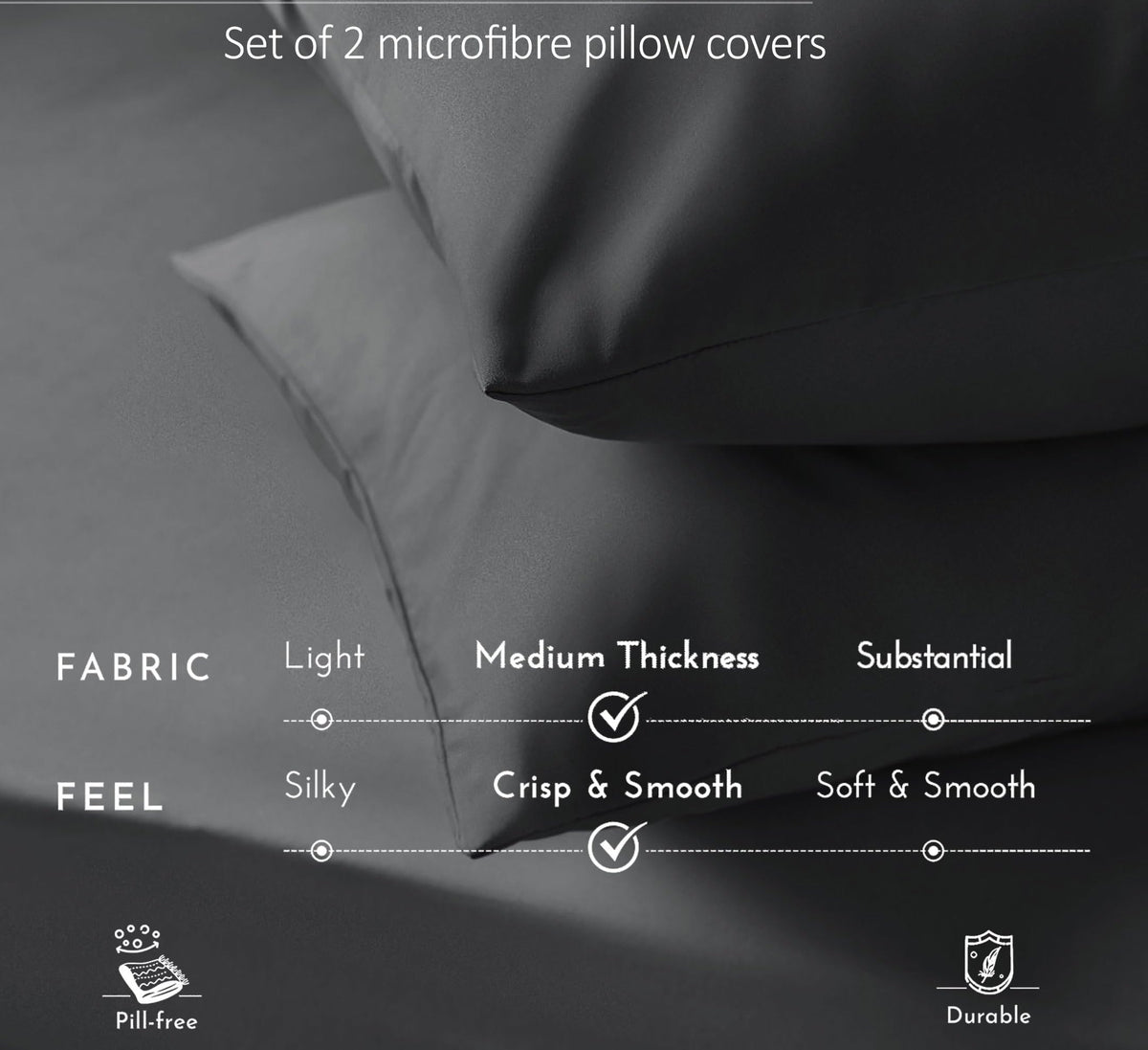 Premium Brushed Microfibre Pillowcases – Set of 2