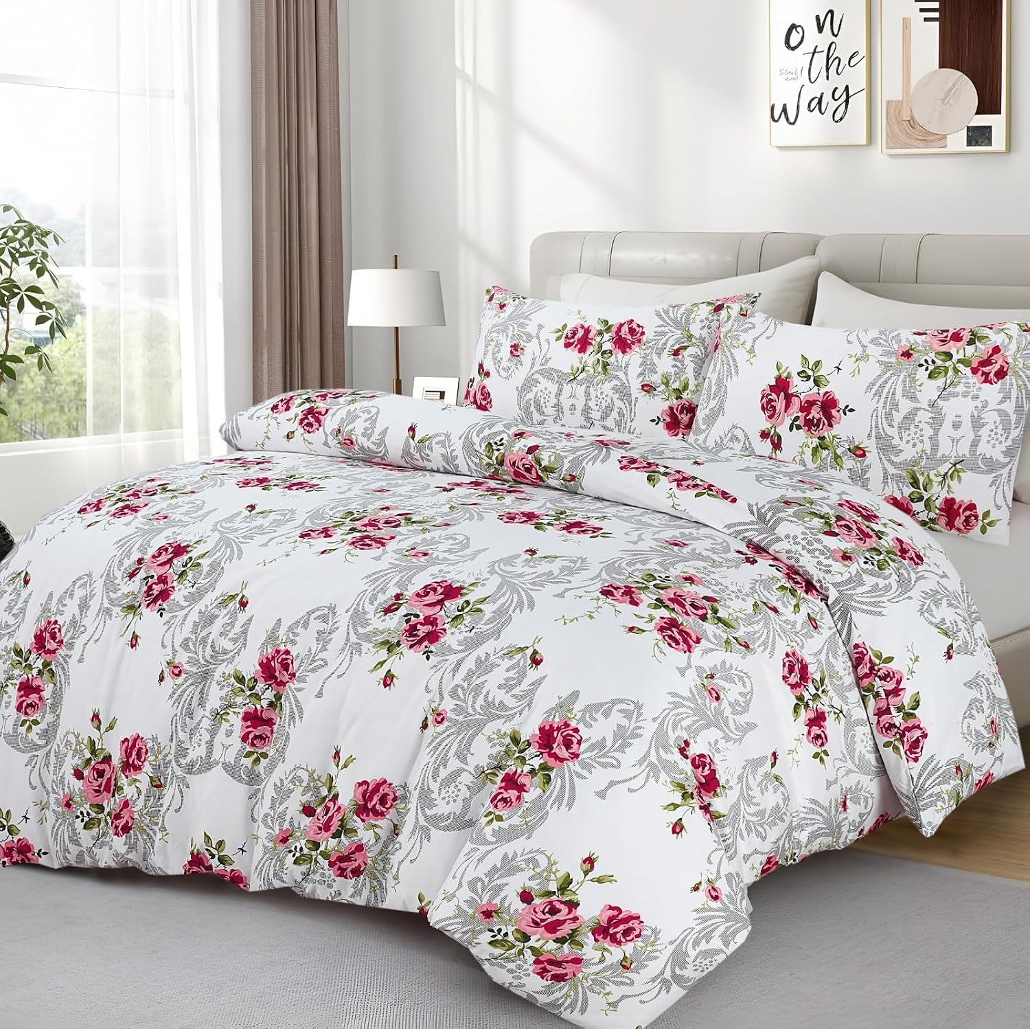 Living Premium Multicolor 4-Piece Microfiber Duvet Set