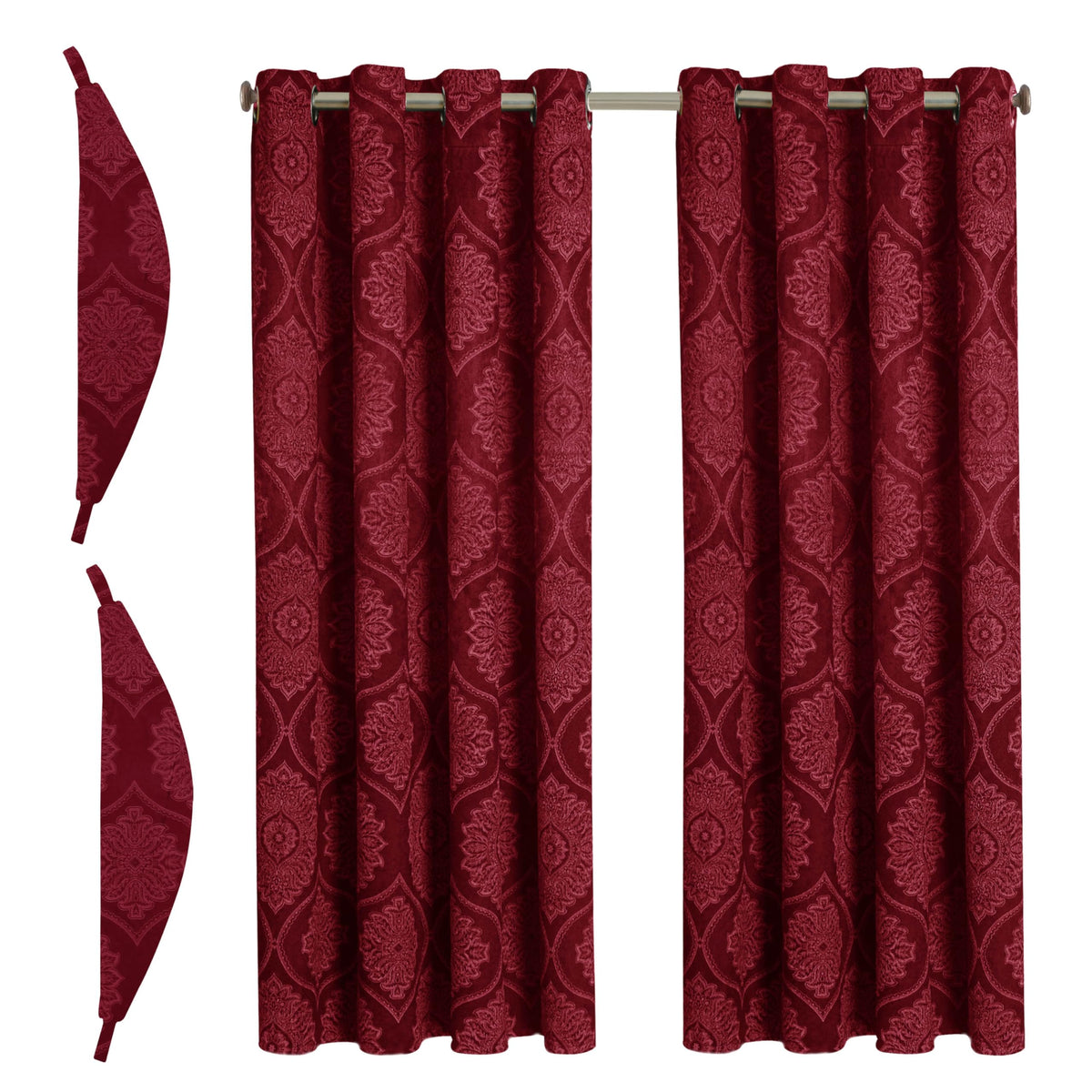 Premium Damask Room Darkening Curtains – Pair