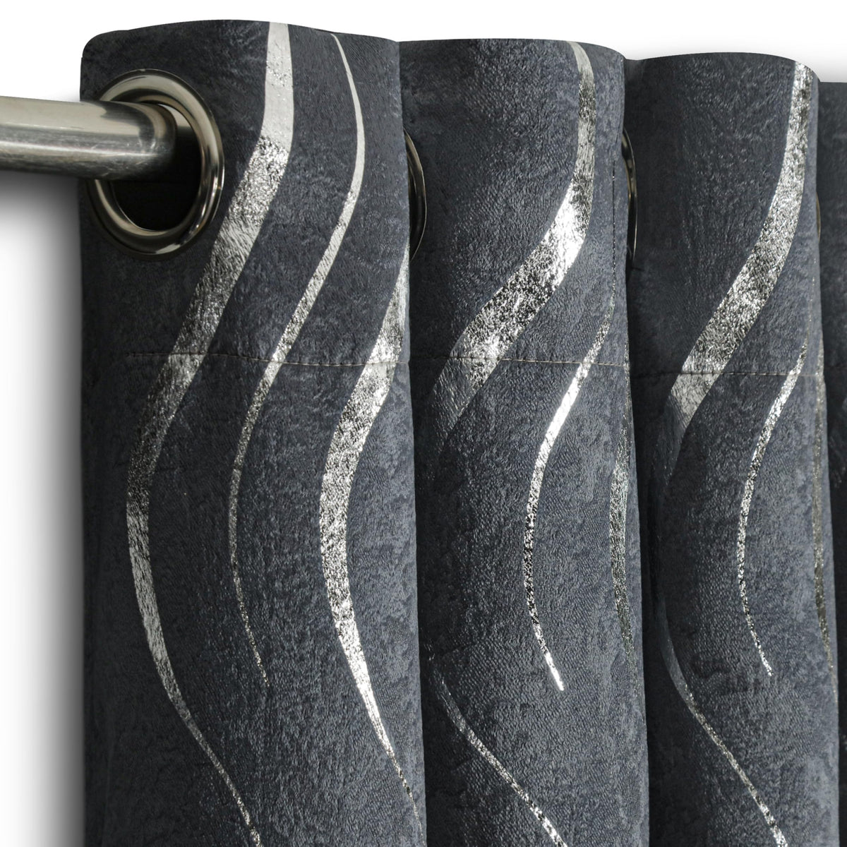 Premium Silver Wave Room Darkening Curtains – Pair
