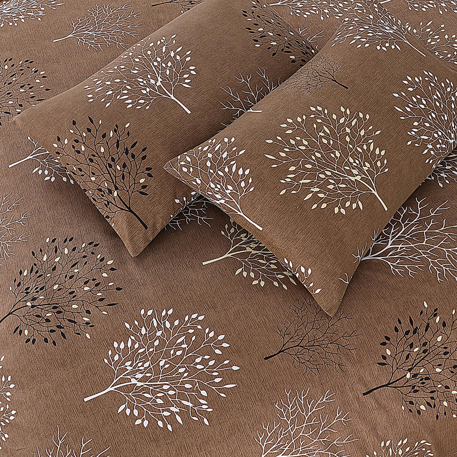 Living Premium Brown 4-Piece Microfiber Duvet Set