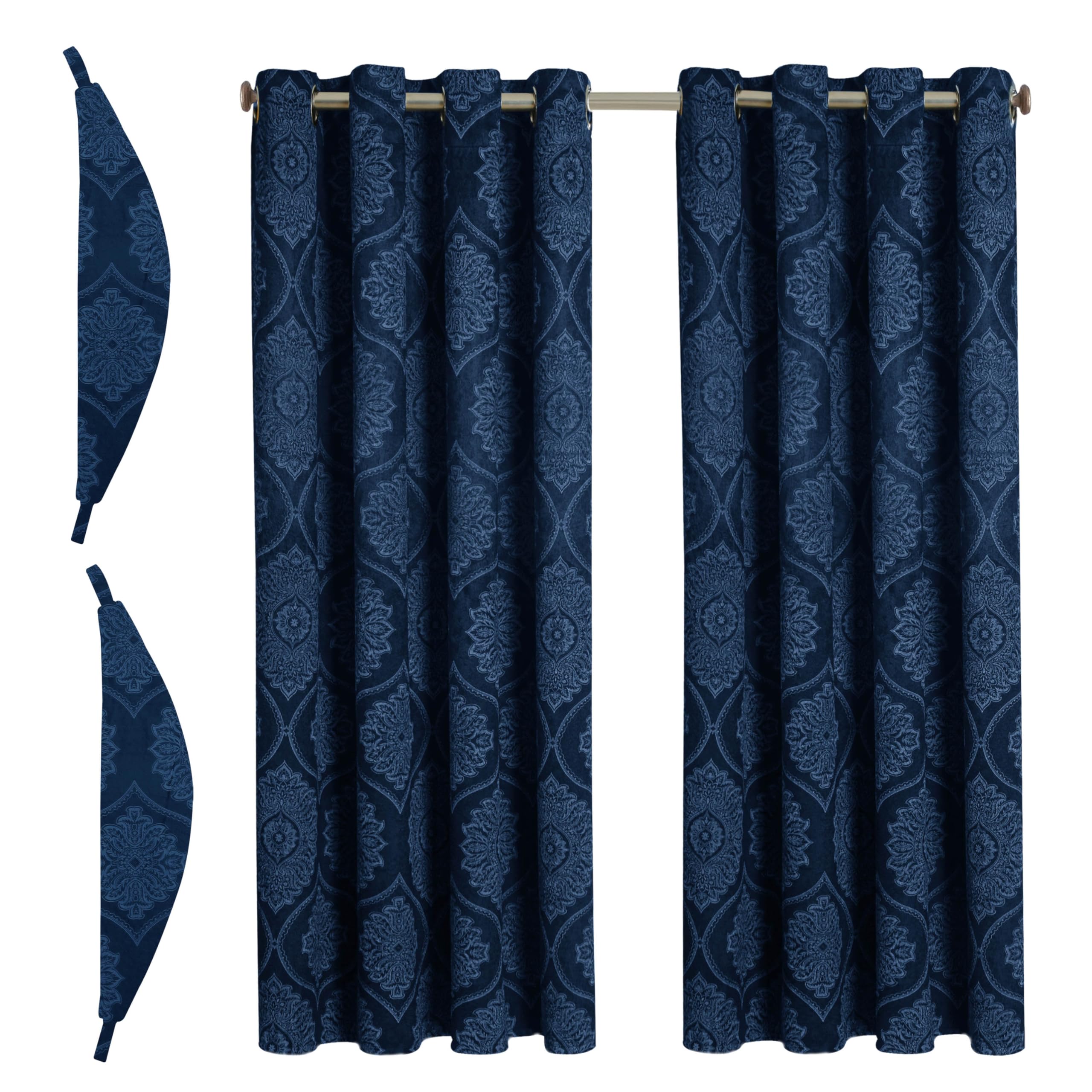 Premium Damask Room Darkening Curtains – Pair