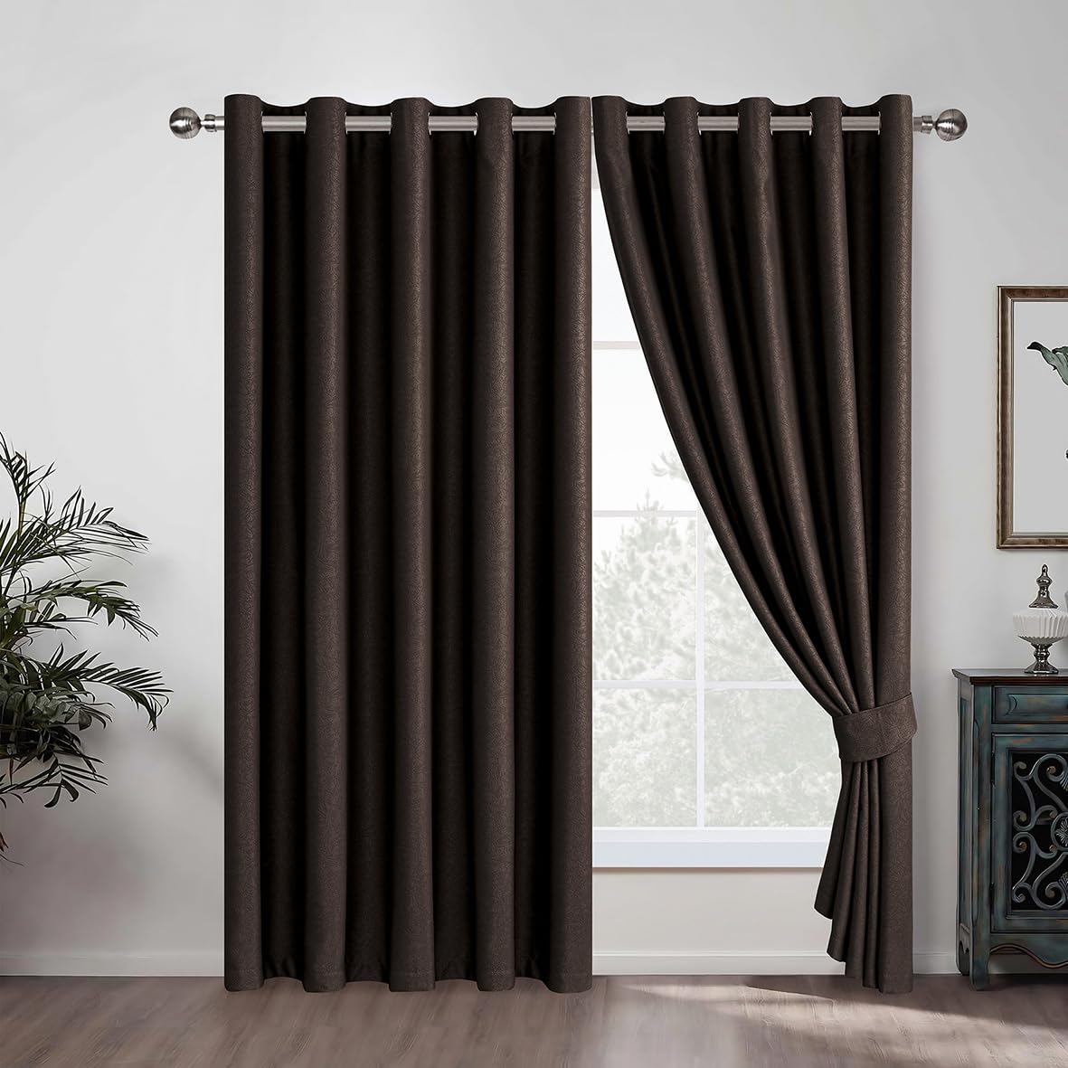 Luxury Embossed Leaf Jacquard Blackout Curtains