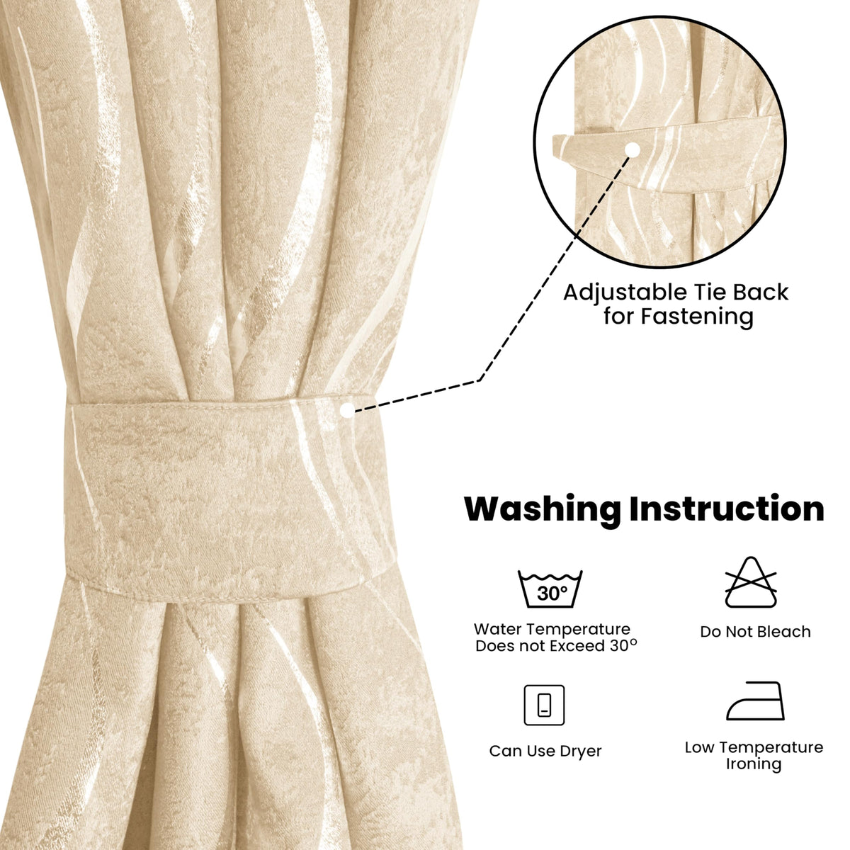 Premium Silver Wave Room Darkening Curtains – Pair