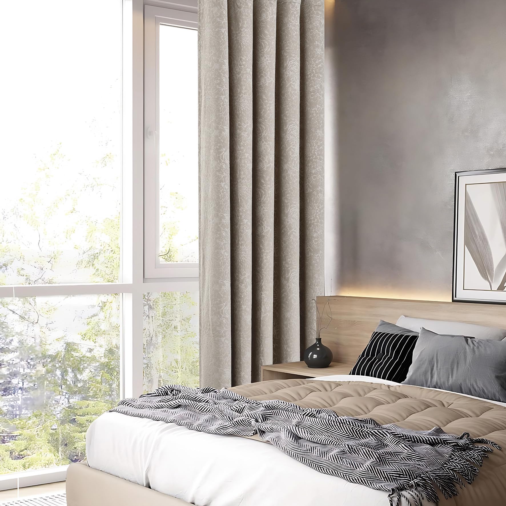 Luxury Floral Jacquard Velvet Curtains – Pair
