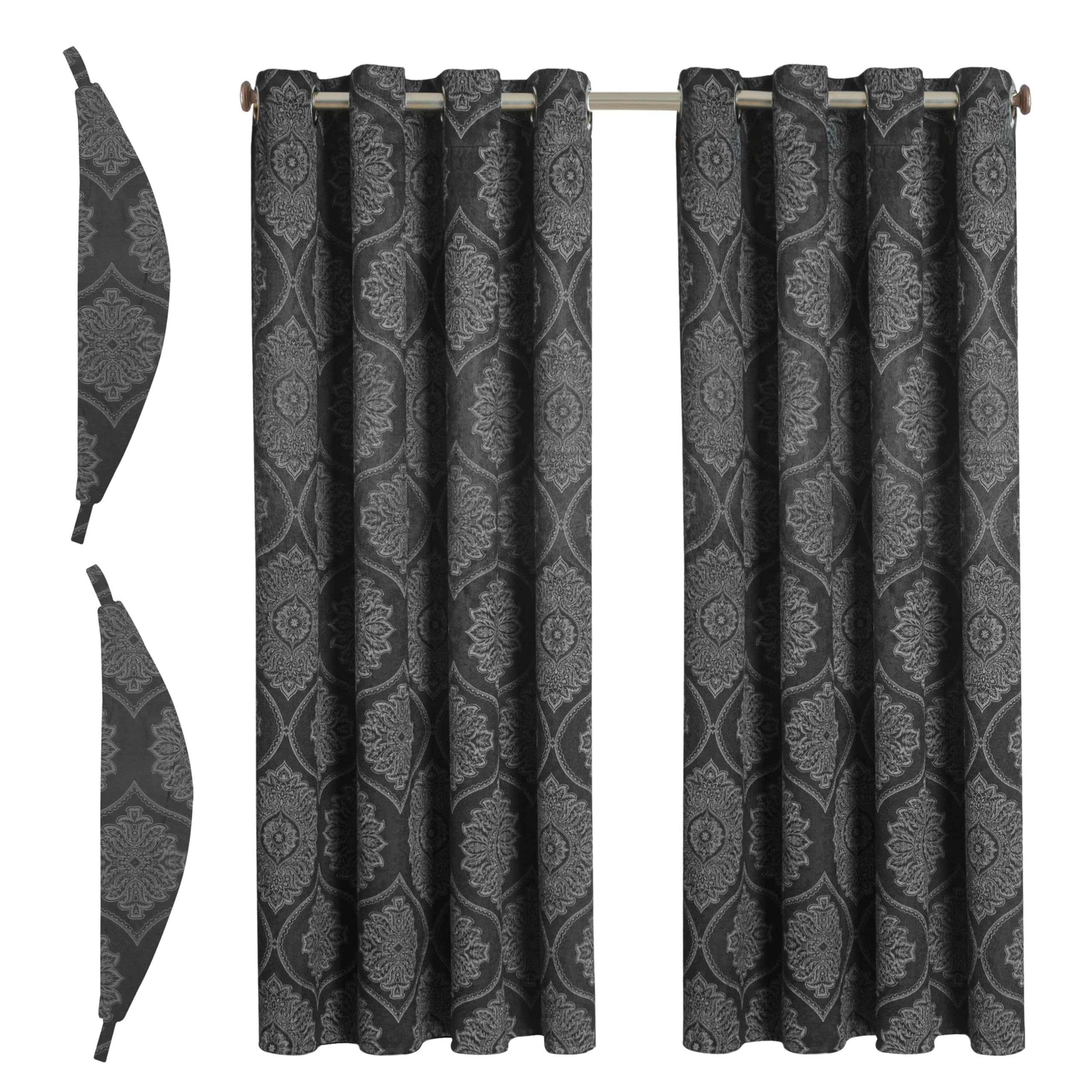 Premium Damask Room Darkening Curtains – Pair
