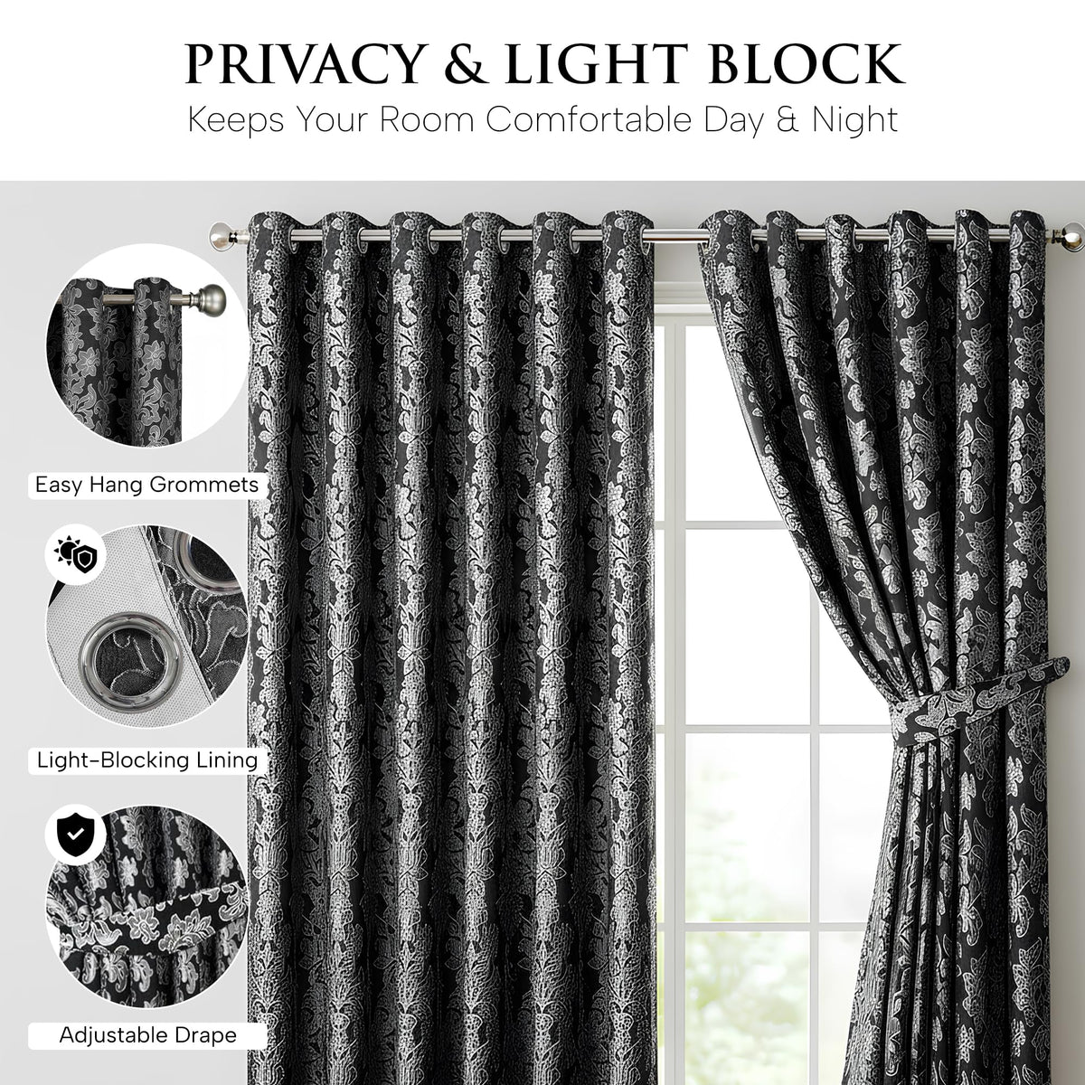 Luxury Jacquard Curtains – Fully Lined Pair