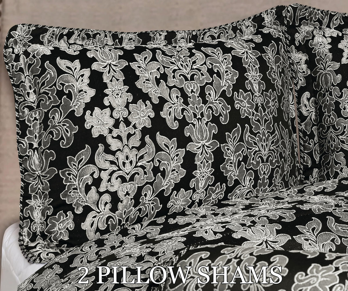 Living Luxury Jacquard Floral Comforter Set – 3pc