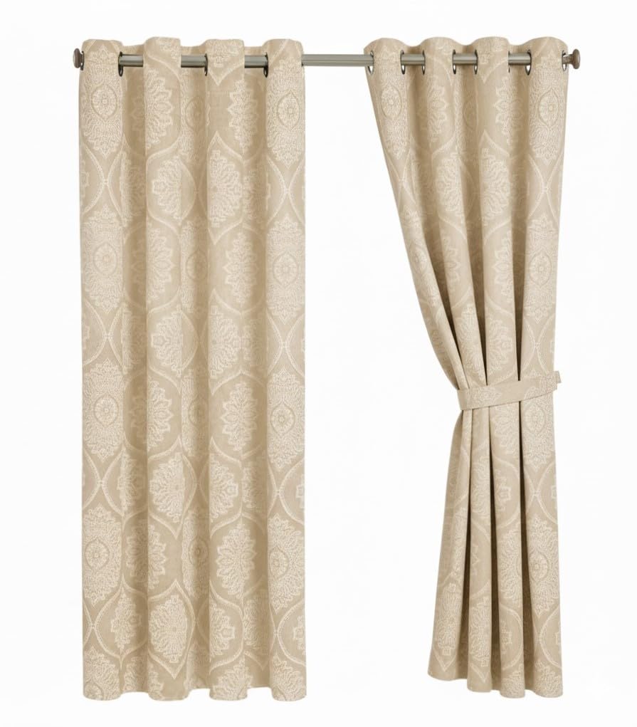 Premium Damask Room Darkening Curtains – Pair