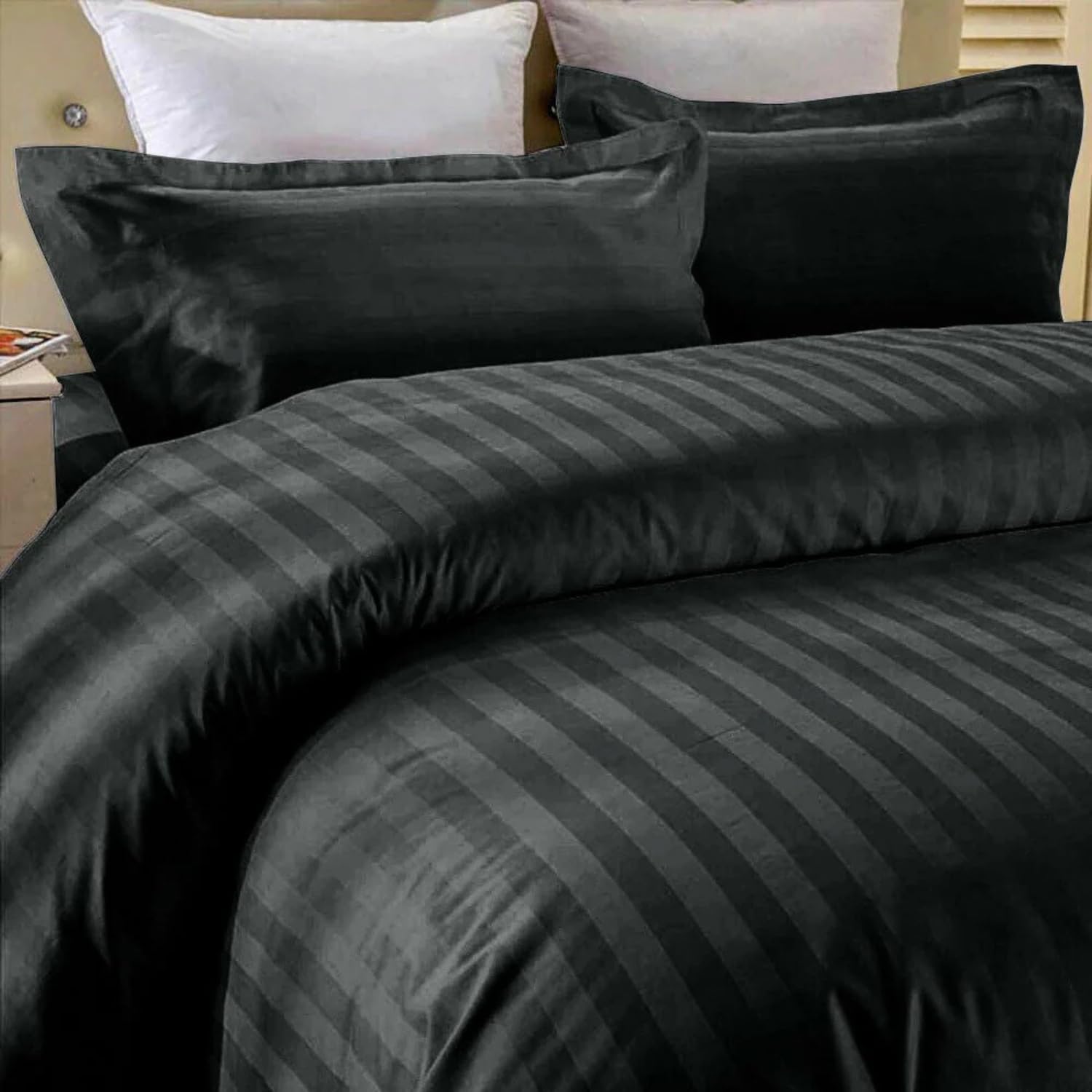 Opulent Living Duvet Cover Set With Pillowcases, Soft Egyptian Cotton Microfiber Bedding Set, Striped Quilt Cover Set, Breathable Easy Care Bedding