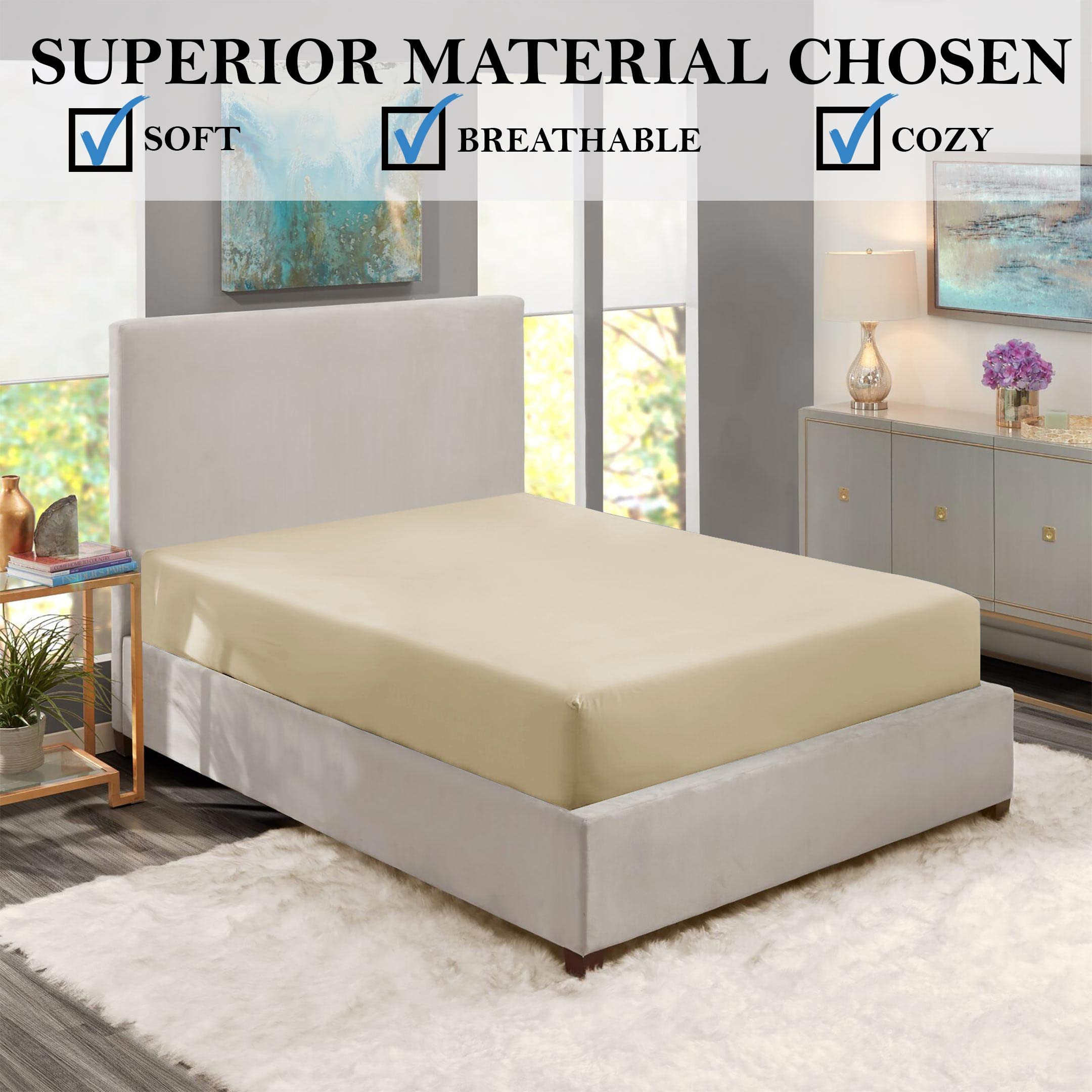 Premium 25cm Deep Microfiber Fitted Sheet