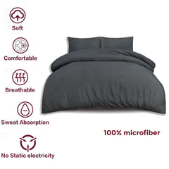 Plain Duvet Cover Set Navy – Soft Microfibre with Pillowcases