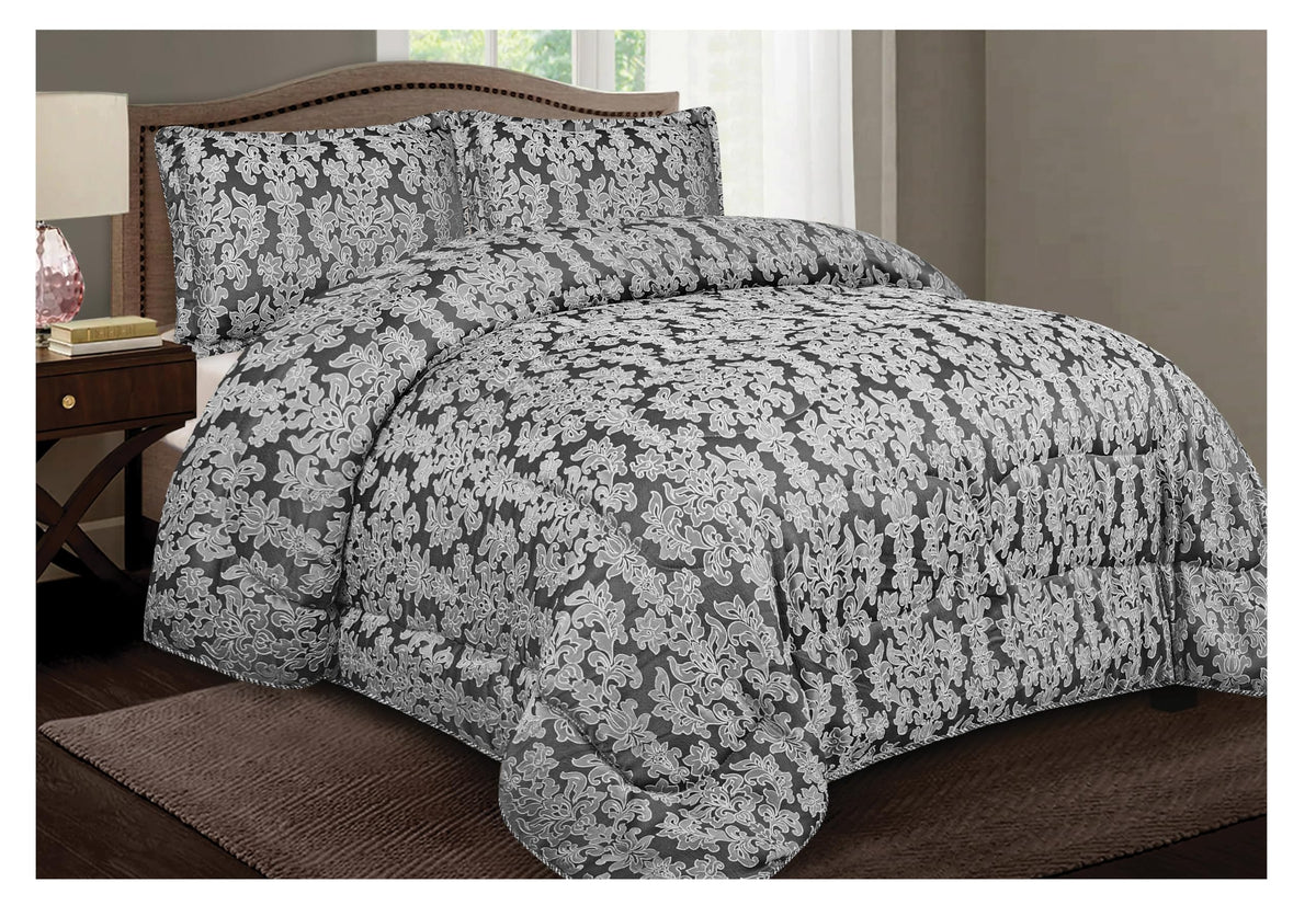 Living Luxury Jacquard Floral Comforter Set – 3pc