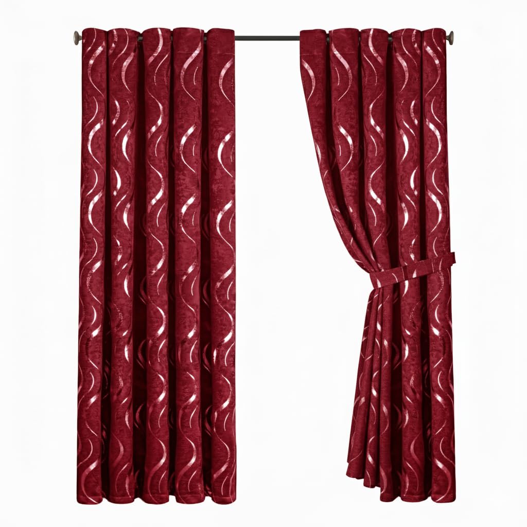 Premium Silver Wave Room Darkening Curtains – Pair