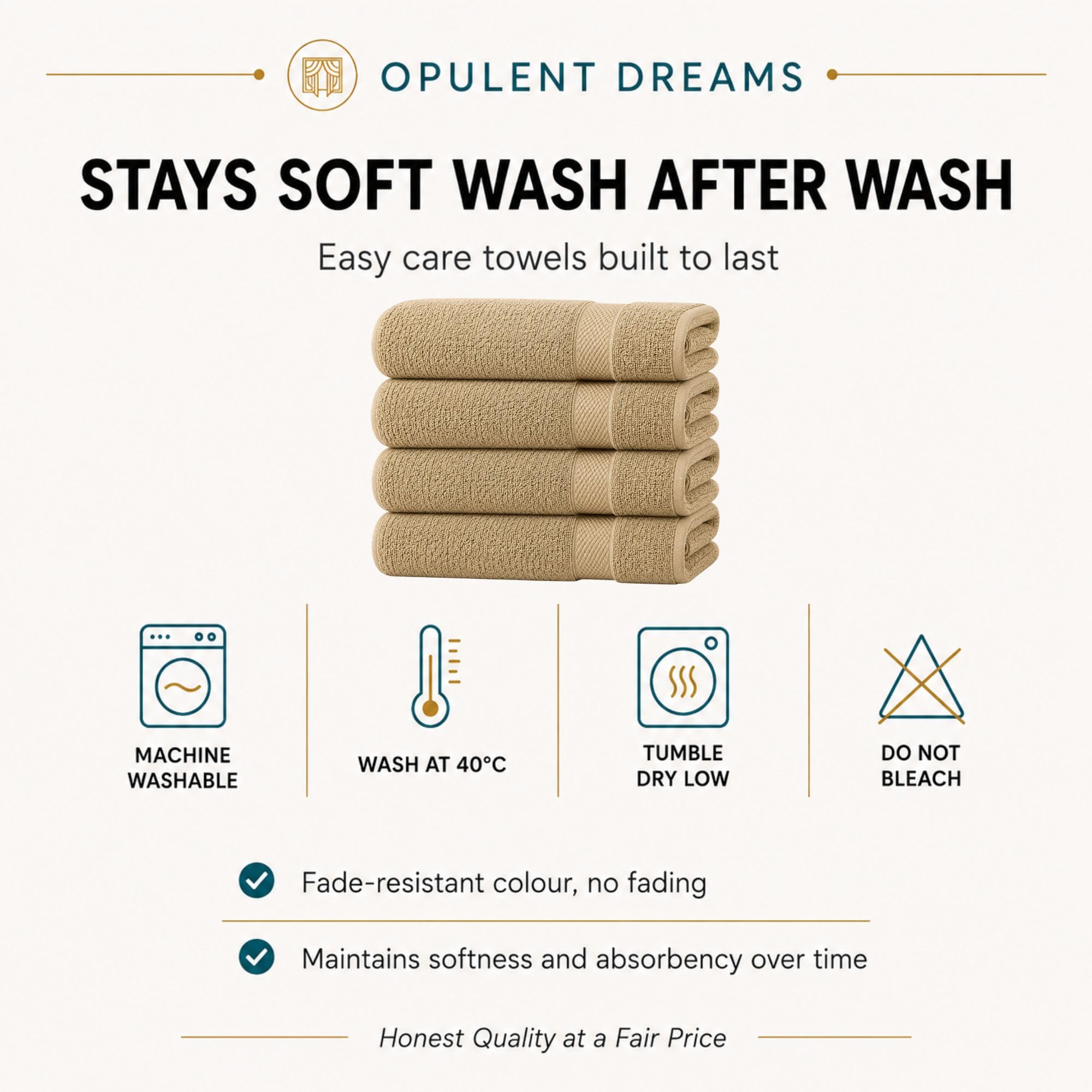 Luxury 100% Egyptian Cotton Towel Set – Beige, Super Soft & Quick-Dry