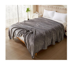 OpulentDreams Mink Fleece Blanket Throw for Beds, Sofas, and Travel - Soft, Warm and Fluffy Comfort (Silver, Double (150 x 200 cm)) - Opulent Dreams