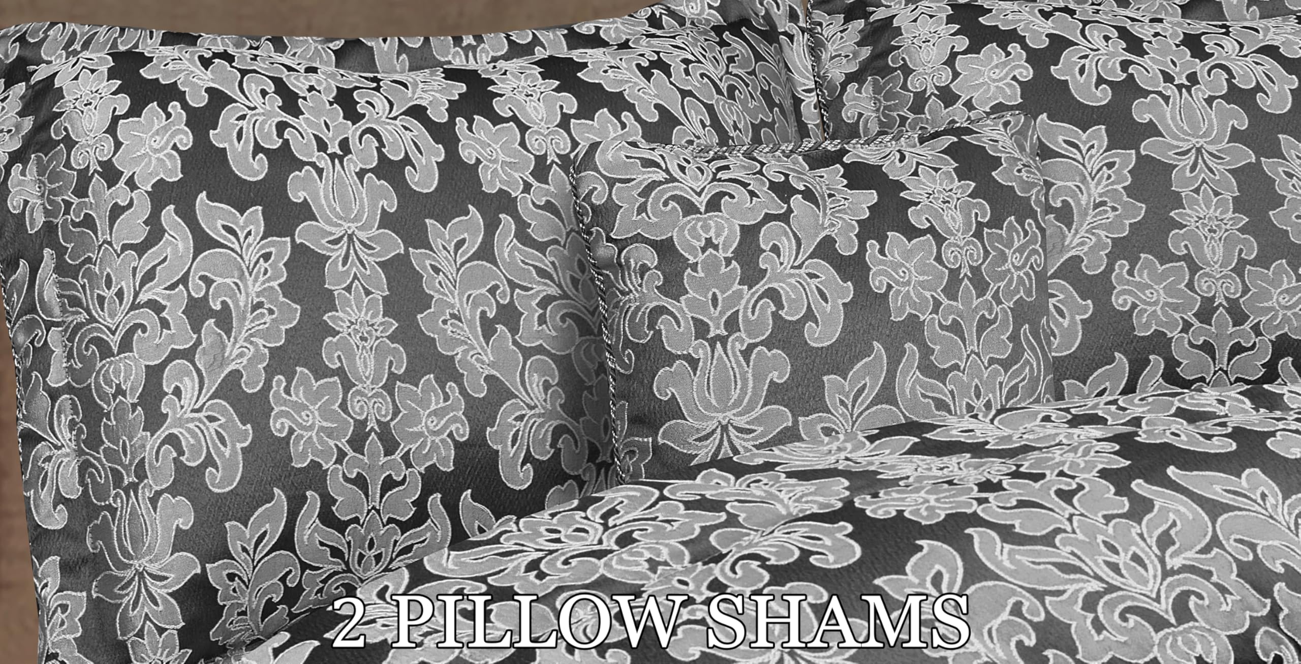 Living Luxury Jacquard Floral Comforter Set – 7pc