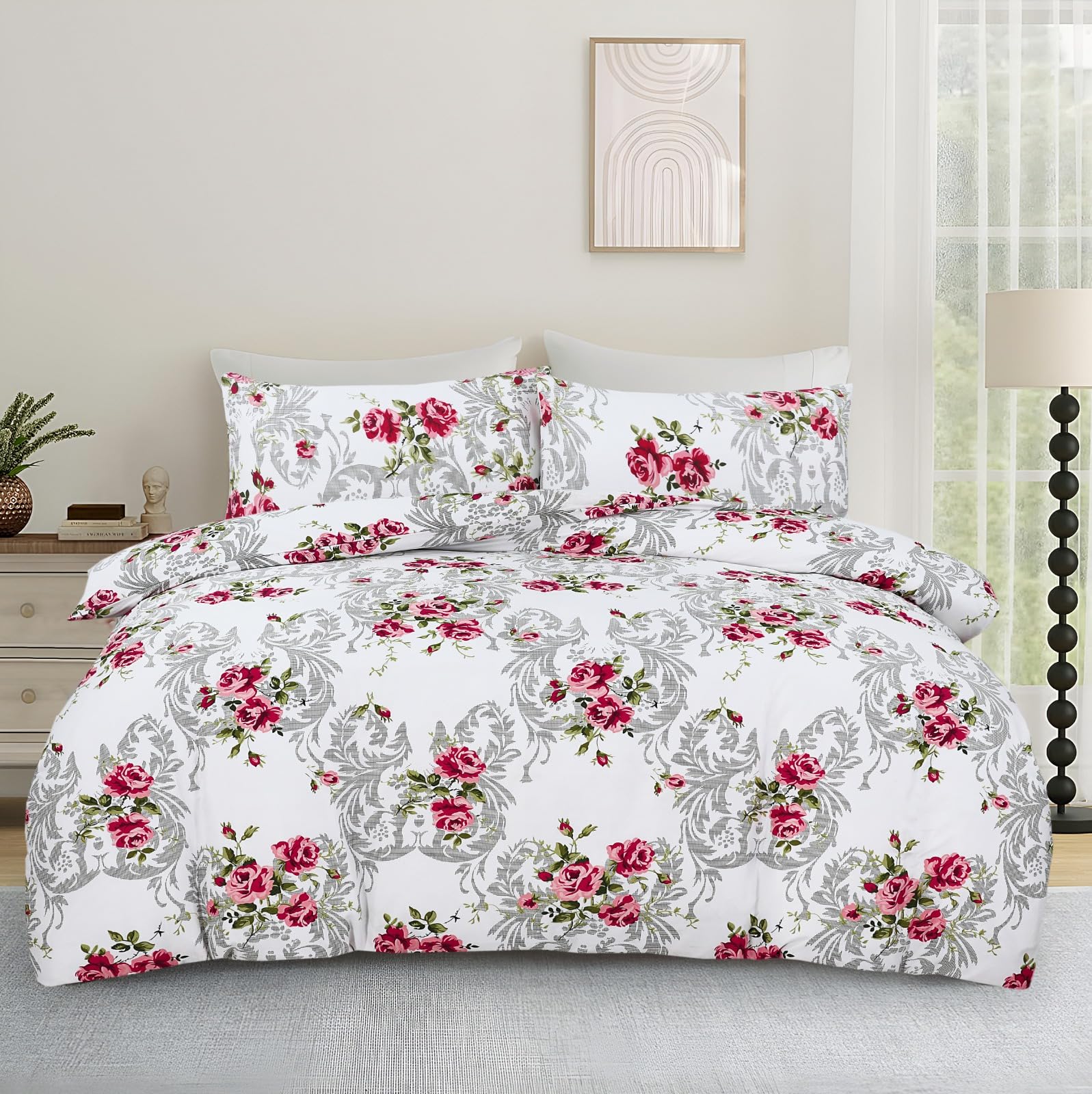 Living Premium Multicolor 4-Piece Microfiber Duvet Set