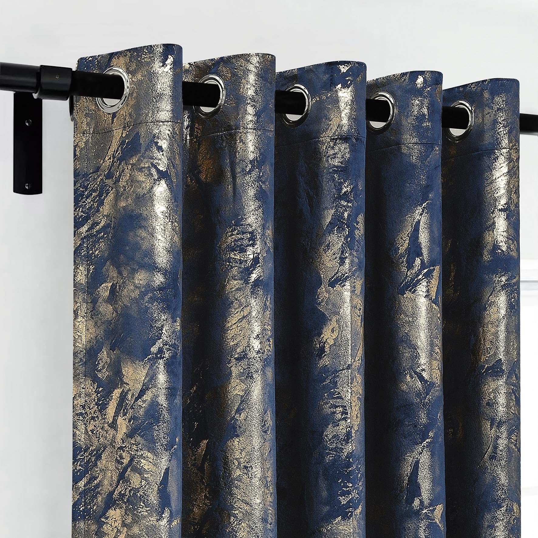 Luxury Metallic Marble Velvet Curtains – Pair