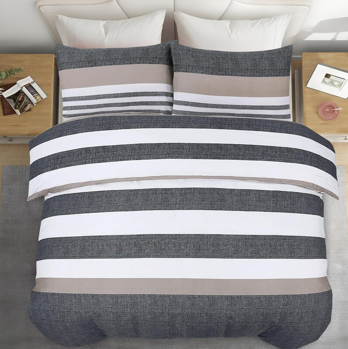 Living Premium Grey 4-Piece Microfiber Duvet Set
