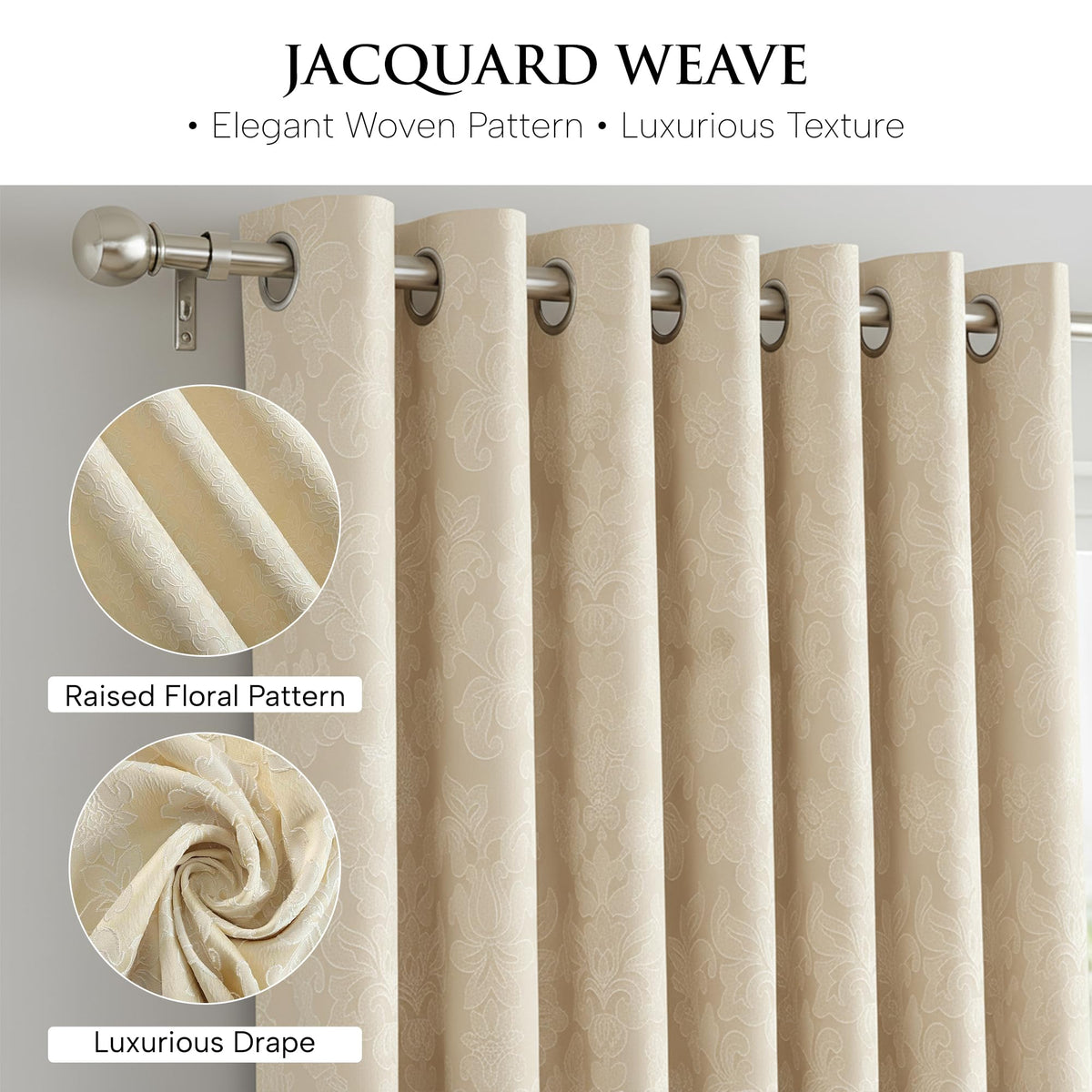 Luxury Jacquard Curtains – Fully Lined Pair