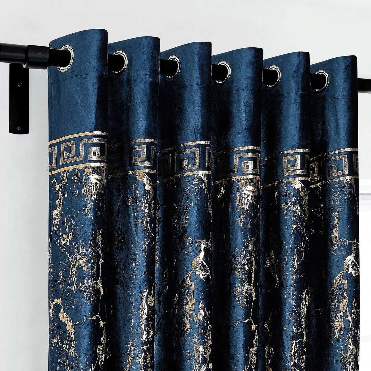 Luxury Greek Key Velvet Curtains – Pair