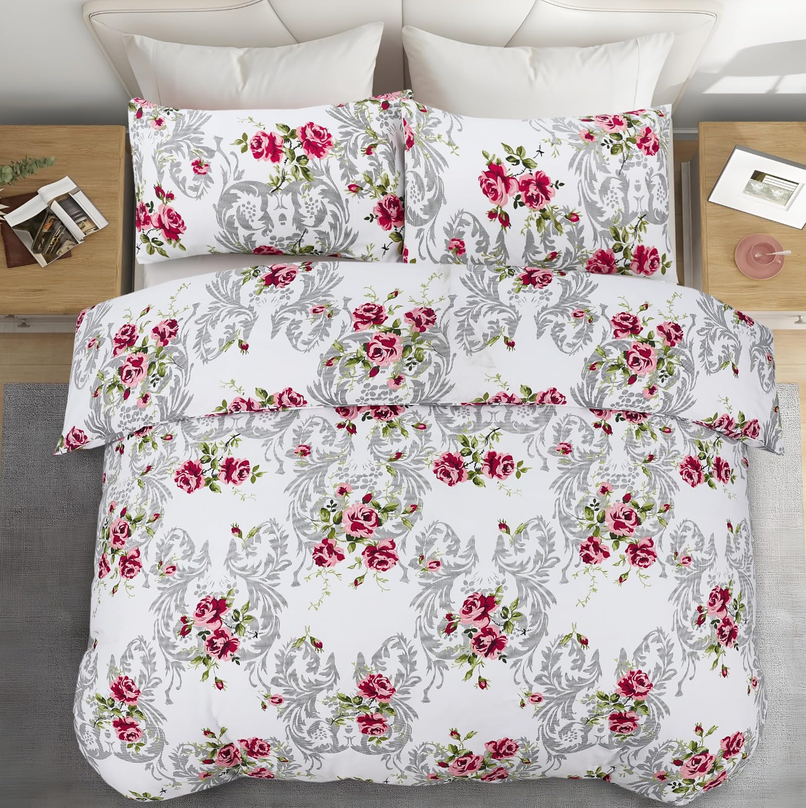 Living Premium Multicolor 4-Piece Microfiber Duvet Set