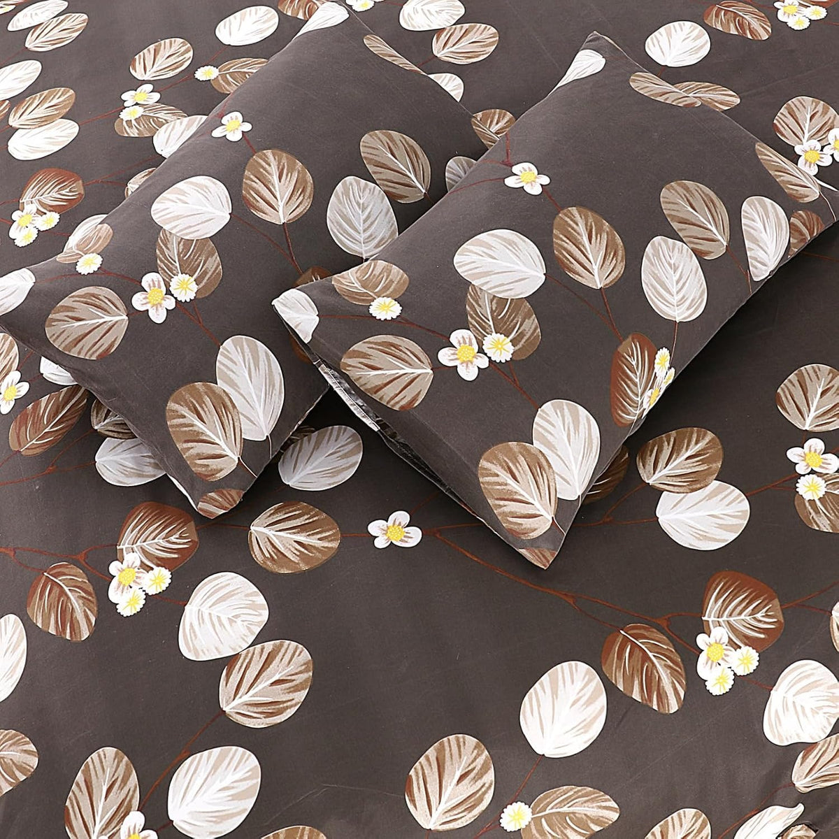 Living Premium Dark Brown 4-Piece Microfiber Duvet Set