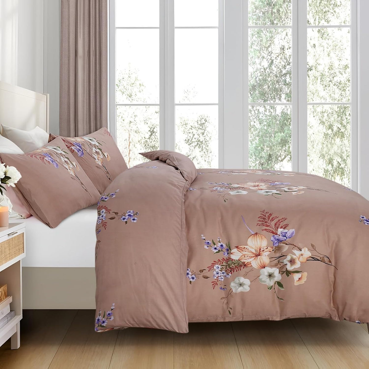 Living Premium Mauve 4-Piece Microfiber Duvet Set