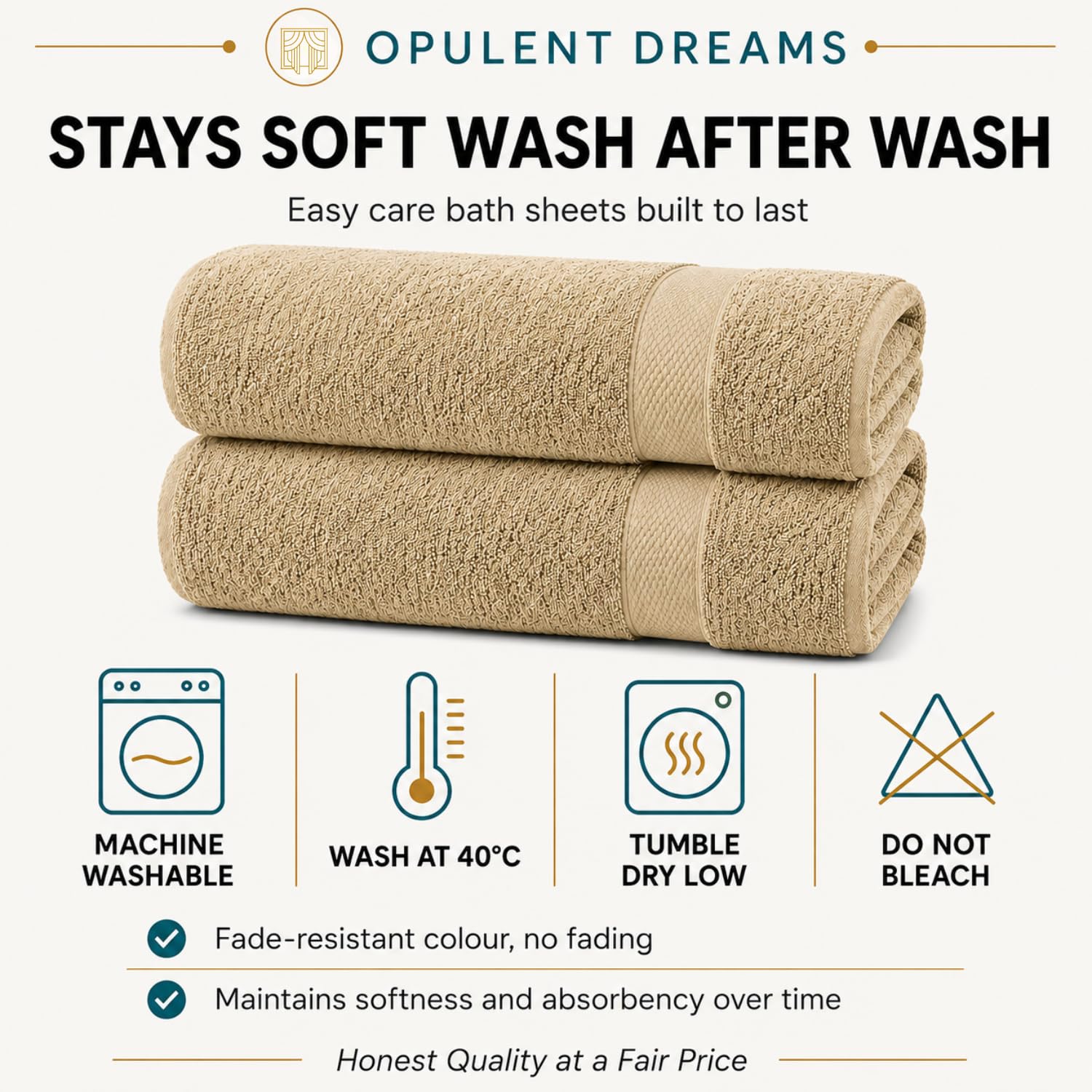 Luxury 100% Egyptian Cotton Towel Set – Beige, Super Soft & Quick-Dry