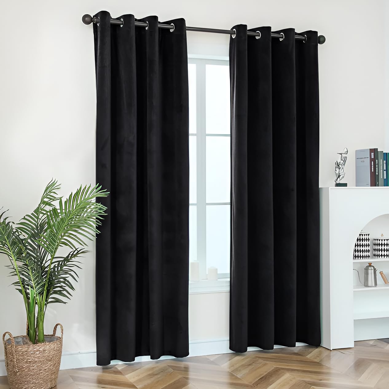 Opulent Dreams Crushed Velvet Curtains - Fully Lined & Room Darkening - Eyelet Ring Top for Bedroom & Living Room - Includes Two Tie Backs - Pair of Panels
