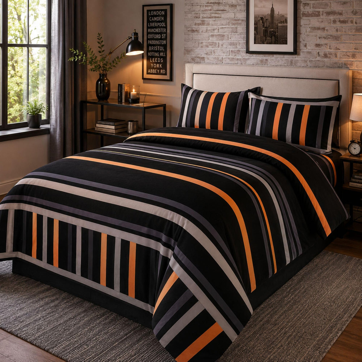 Living Luxury Striped Duvet & Bedding Set
