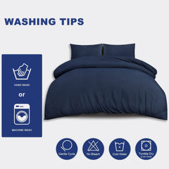 Plain Duvet Cover Set Navy – Soft Microfibre with Pillowcases