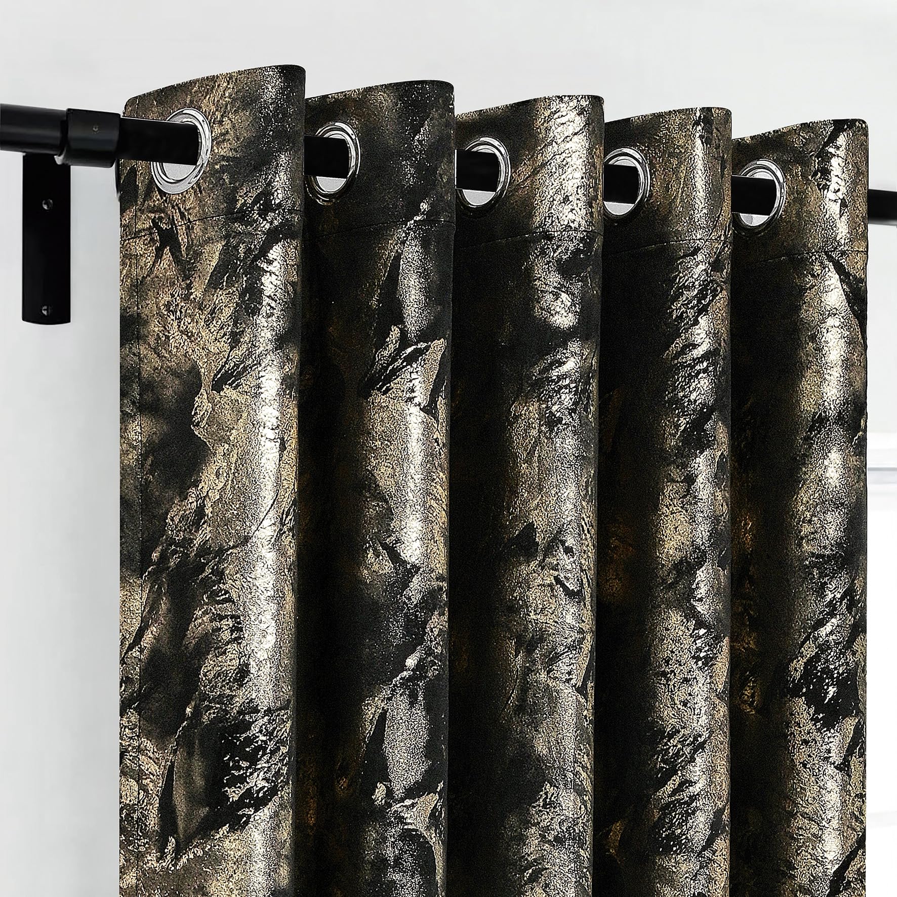 Luxury Metallic Marble Velvet Curtains – Pair