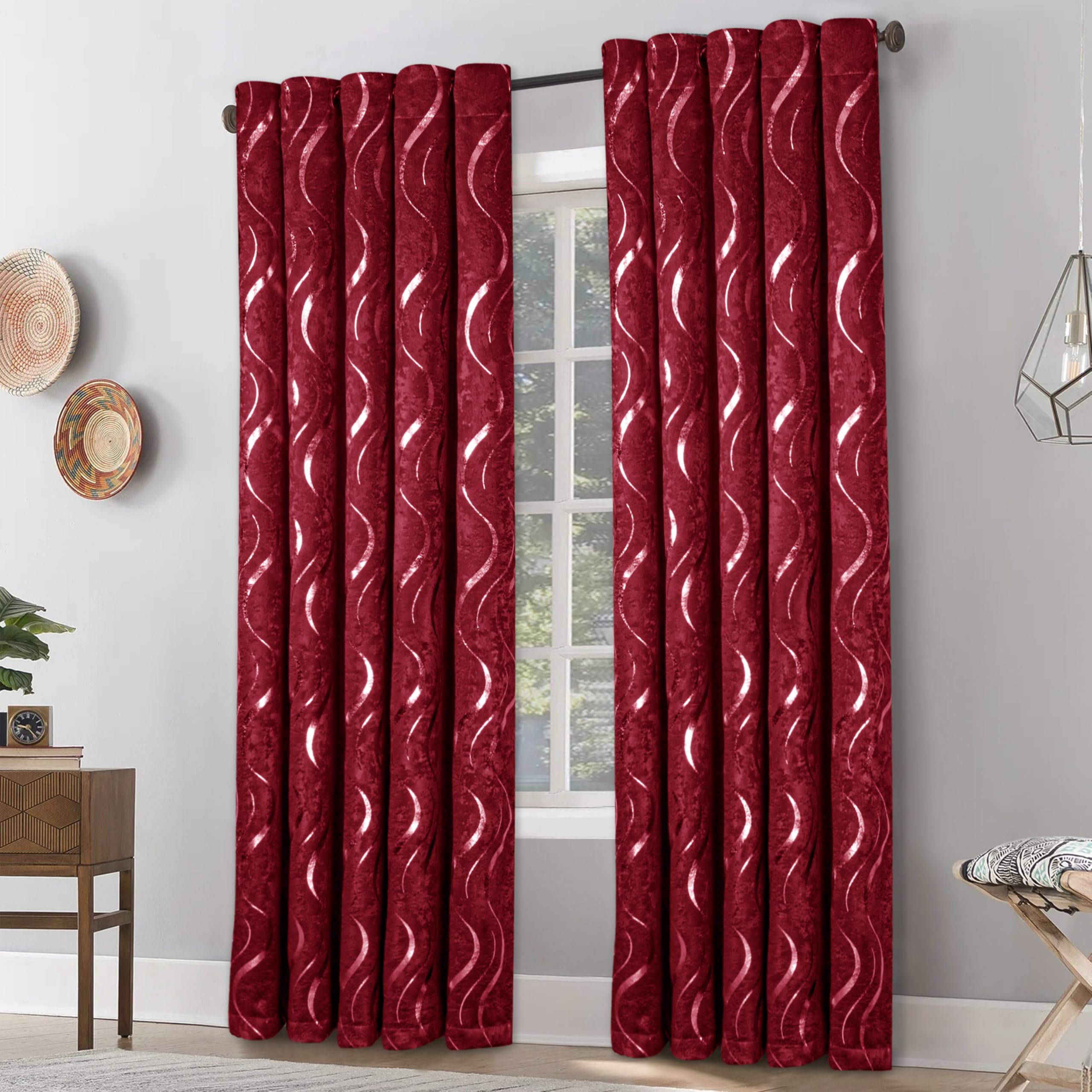 Premium Silver Wave Room Darkening Curtains – Pair