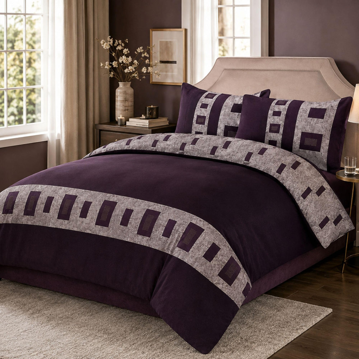 Living Premium Geometric Duvet & Bedding Set