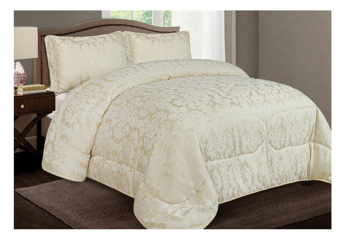 Living Luxury Jacquard Floral Comforter Set – 3pc